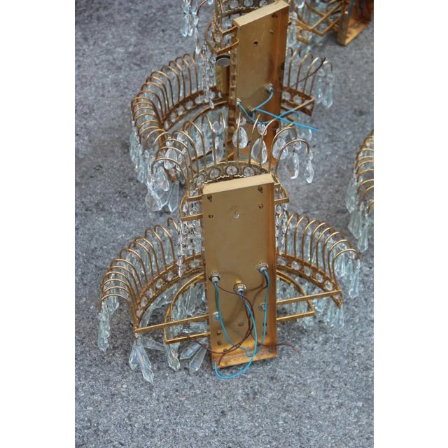 1970s Vintage Gold-Plated Swarovski Crystal Wall Lights, 1970s, Set of 6 For Sale - Image 5 of 13