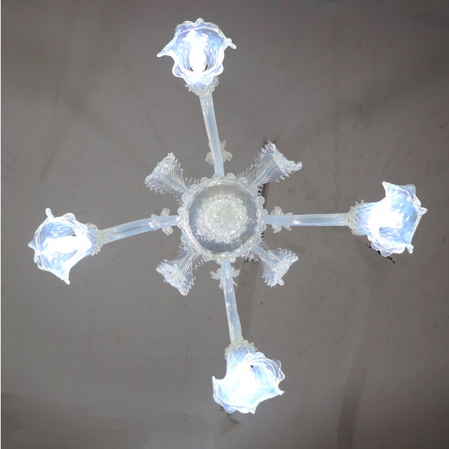 Vintage Baroque Style Four Arm Opaline Murano Chandelier For Sale - Image 12 of 12