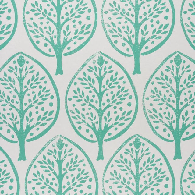 Contemporary Sample - Schumachr x Molly Mahon Tree Wallpaper in Seaglass For Sale - Image 3 of 6