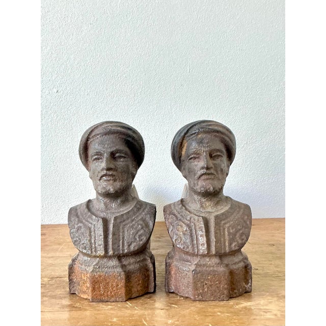 Figurative Vintage Regency French Figurative Andirons - Set of 2 For Sale - Image 3 of 9