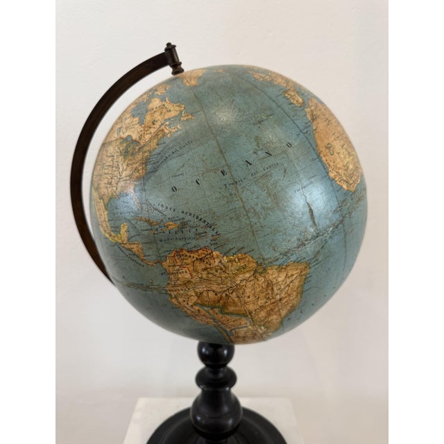 Wood Antique Globe by Ernesto Shotte & Co., 1890s For Sale - Image 7 of 18