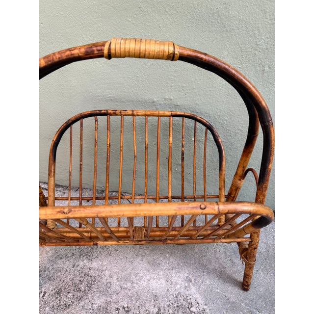 Late 19th Century Tortoiseshell Bamboo Magazine Rack — Antique Asian Chinoiserie For Sale - Image 4 of 6