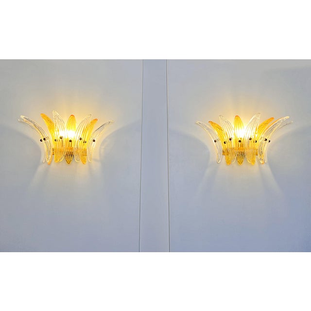 Vintage Palmette Wall Light in Clear and Amber Glasses, 1990, Set of 2 For Sale - Image 12 of 17