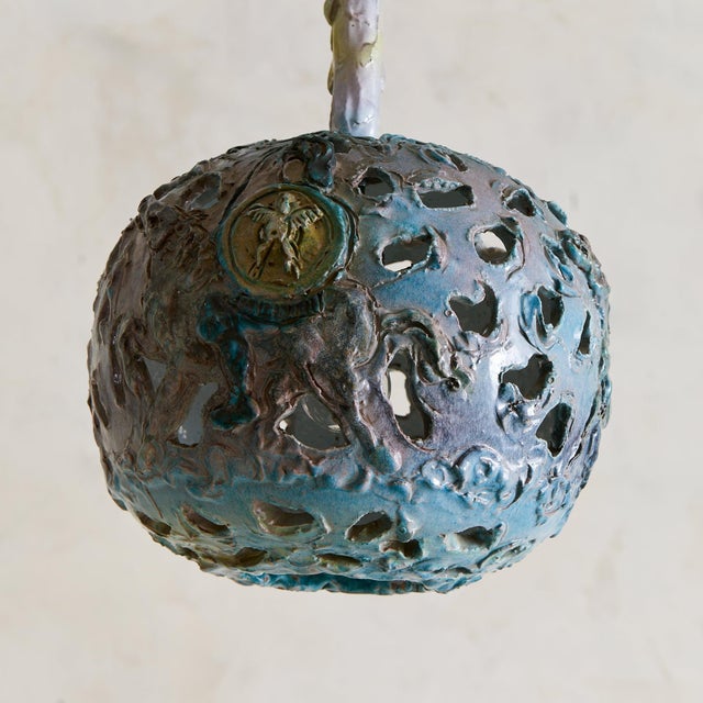 1970s 1970s Italian Ceramic Globe Pendant by Umberto Ghersi For Sale - Image 5 of 10