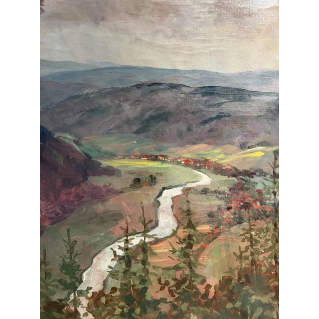 Brown Meyer Moringen Helene, Wesertal Gieselwerder Reinhardswald View, 1890s, Oil on Canvas For Sale - Image 8 of 13