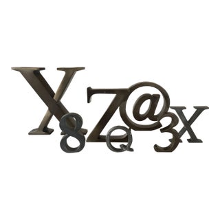 2011 Restoration Hardware Zinc Decorative Letters and Numbers- 7 Pieces For Sale