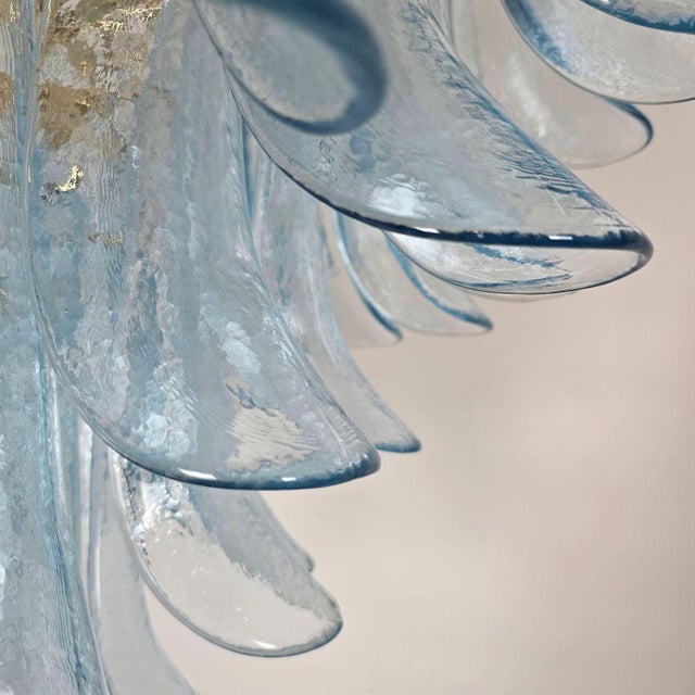 1980s Mid Century Modern Blue Murano Glass Petal Chandelier For Sale - Image 12 of 14