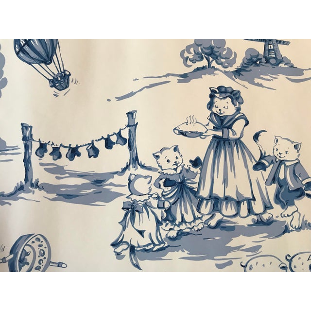 Blue and White Toile Nursery Rhyme Wallpaper Border 1 Roll Chairish