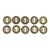 Set of 10 Vintage Circular 1.5 In. Brass Plated Steel Door Keyhole Covers For Sale