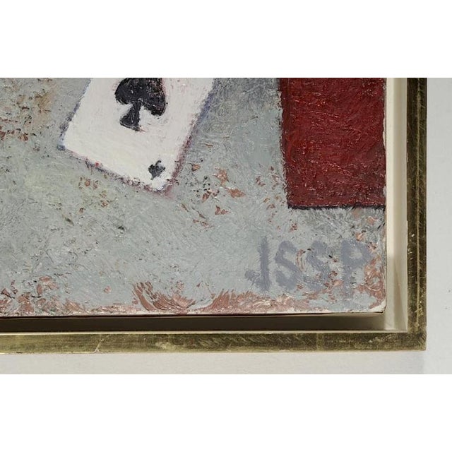 Arts & Crafts 1980s Robert Jessup Card Game Oil Painting For Sale - Image 3 of 5