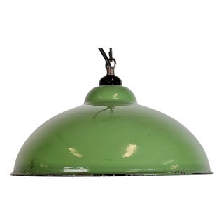 Industrial Green Enamel Pendant Light, 1970s For Sale