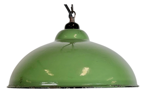 Industrial Green Enamel Pendant Light, 1970s