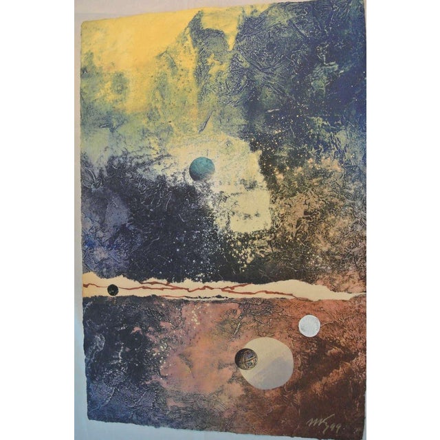 Mikulas Kravjansky, Surrealist Intaglio Mixed Media Monotype on handmade paper, 1999 For Sale