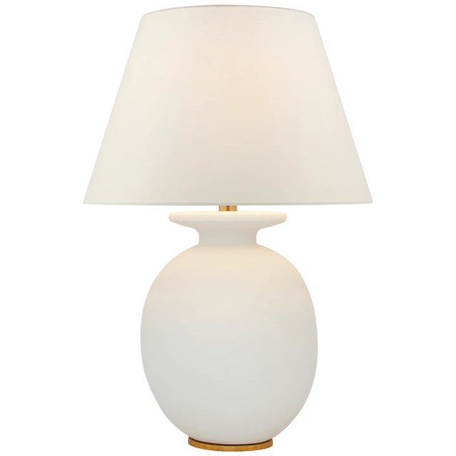 Christopher Spitzmiller for Visual Comfort Signature Hans Medium Table Lamp in Sandy White with Linen Shade For Sale
