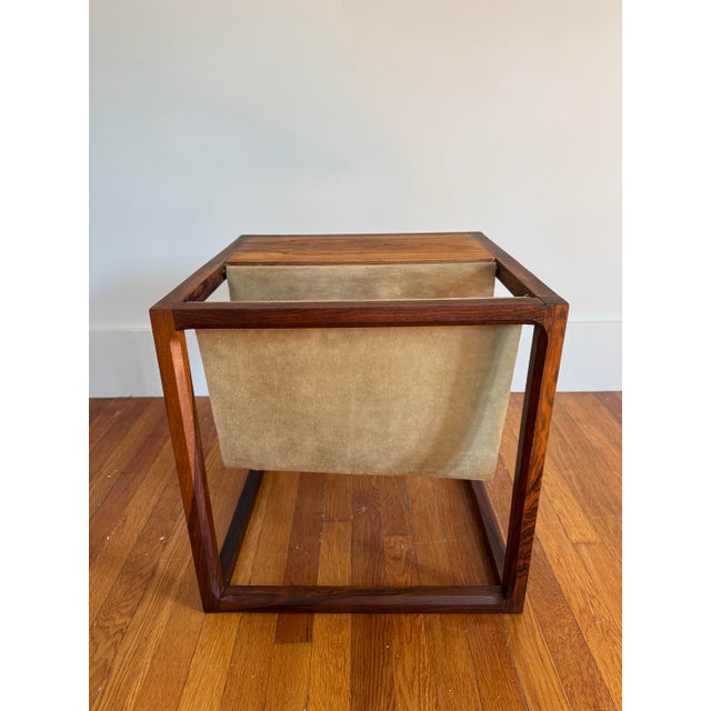 1960s Brazilian Rosewood and Suede Magazine Rack Attributed to Kai Kristiansen For Sale - Image 10 of 12