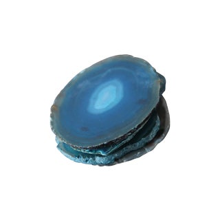 Hand-Cut Brazilian Turquoise Agate Coasters - S/4 For Sale