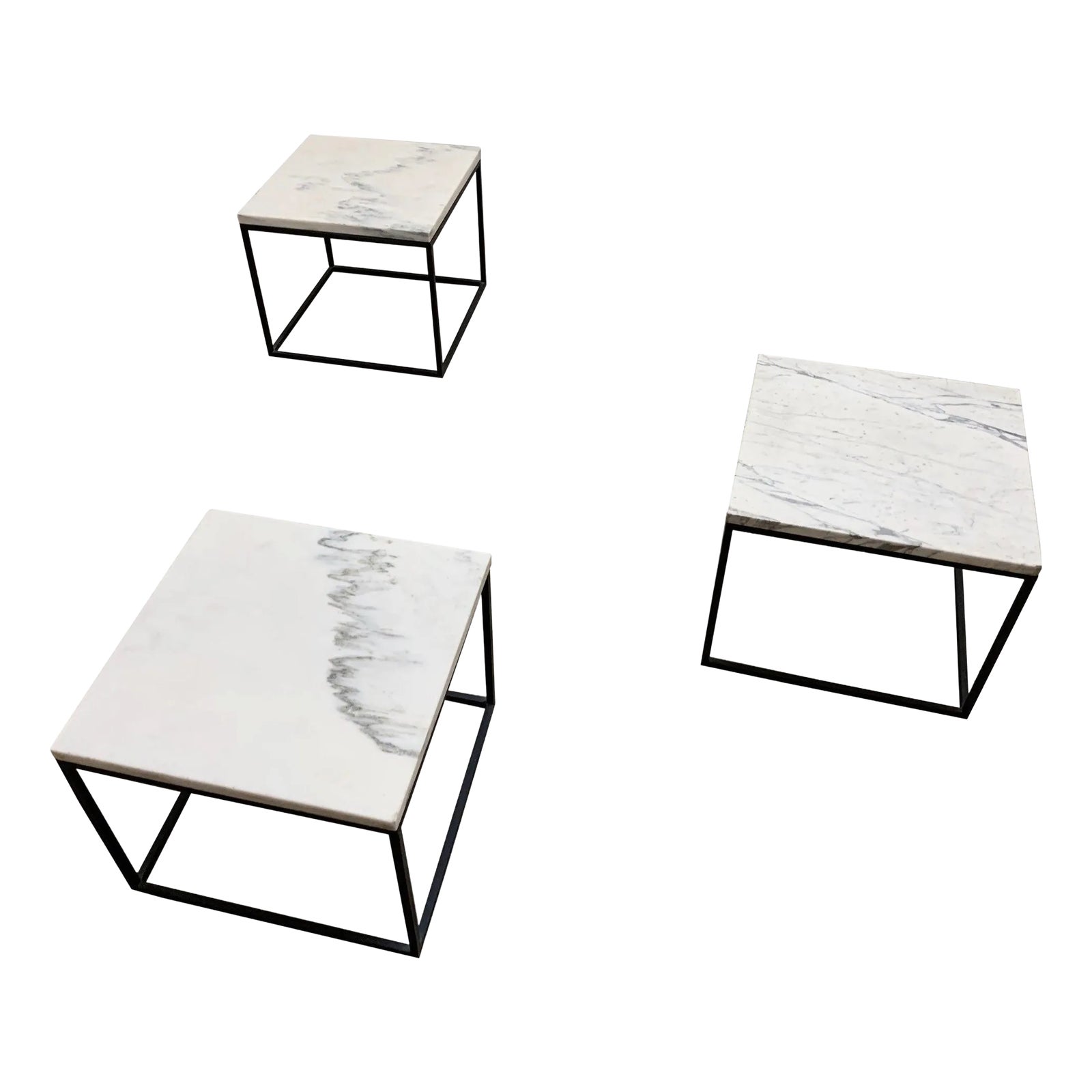 Vintage Mid Century Designer Open Frame Marble Tables - Set of 3 | Chairish