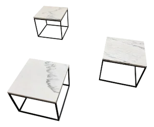 Vintage Mid Century Designer Open Frame Marble Tables - Set of 3