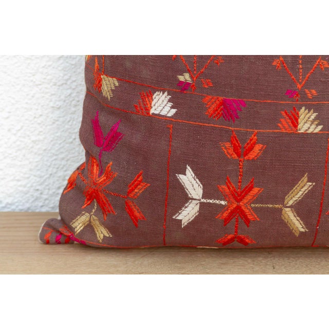 Indian Mosaic Medallion, Antique Phulkari Pillow Cover For Sale - Image 3 of 6