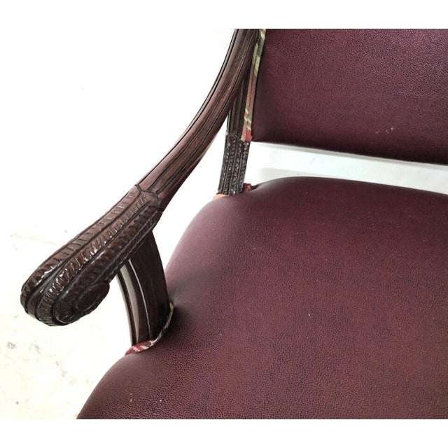 Vintage French Mahogany Dining Armchairs - Set of 6 For Sale In Miami - Image 6 of 13