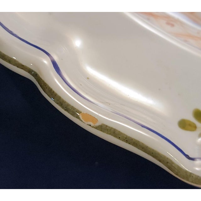 1960s Vintage Faenza Garofano Blue Carnation Charger Buffet Platter For Sale - Image 5 of 5