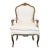 Elegant Vintage Armchair With White Upholstery and Gold Trim For Sale