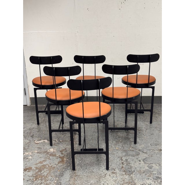 2010s Michael Oren Design Porter Place Style Swivel Counter Stools, Set of Six For Sale - Image 5 of 12