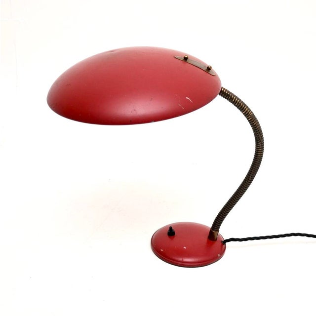 1950s Vintage French Enamelled Tole and Brass Desk Lamp, 1950 For Sale - Image 5 of 11