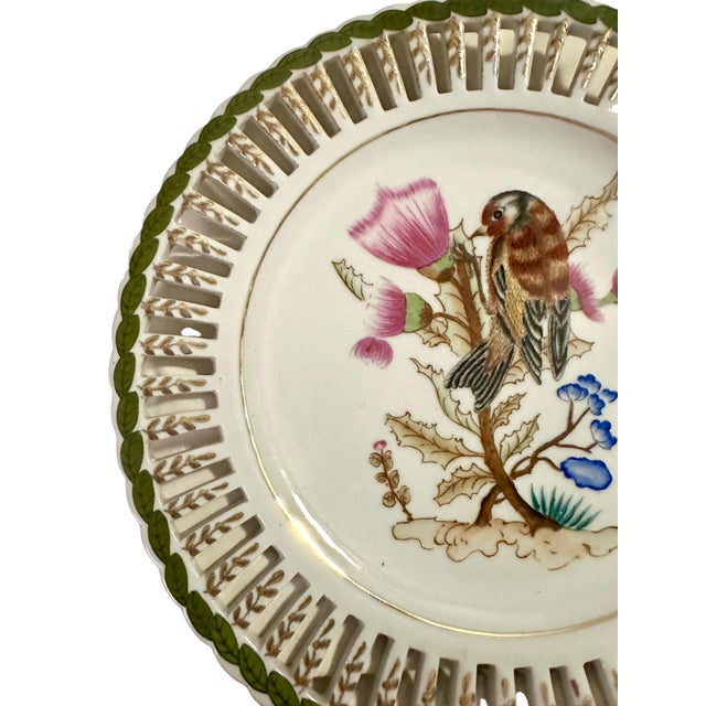 Ceramic Vintage Porcelain Reticulated Cabinet Plates - A Pair For Sale - Image 7 of 12