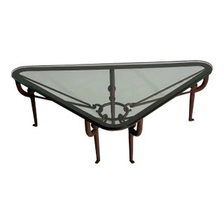 Iron Coffee Table W/Brown Painted Plaster Finish Manner of Diego Giacometti For Sale