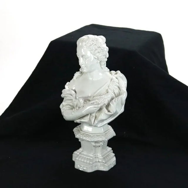 Late 19th Century Antique Blanc De Chine Classical Pottery Bust of a Woman Signed C1890 For Sale - Image 5 of 18