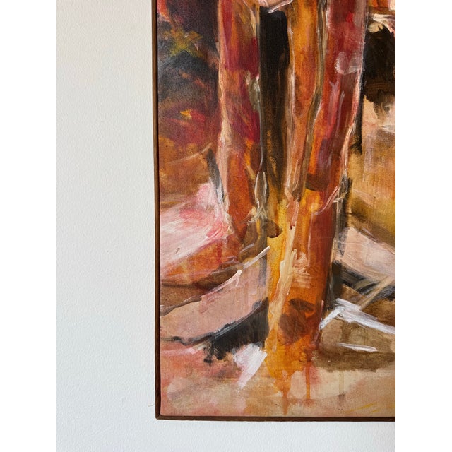 Sienna 1970s Mid-Century Modern Expressionist Abstract Oil on Canvas Painting, Signed “Pz” For Sale - Image 8 of 11