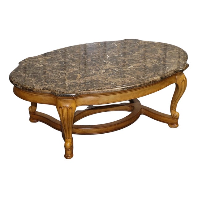 Vintage French Style Coffee Table with Faux Marble Top For Sale