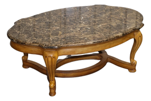 Vintage French Style Coffee Table with Faux Marble Top