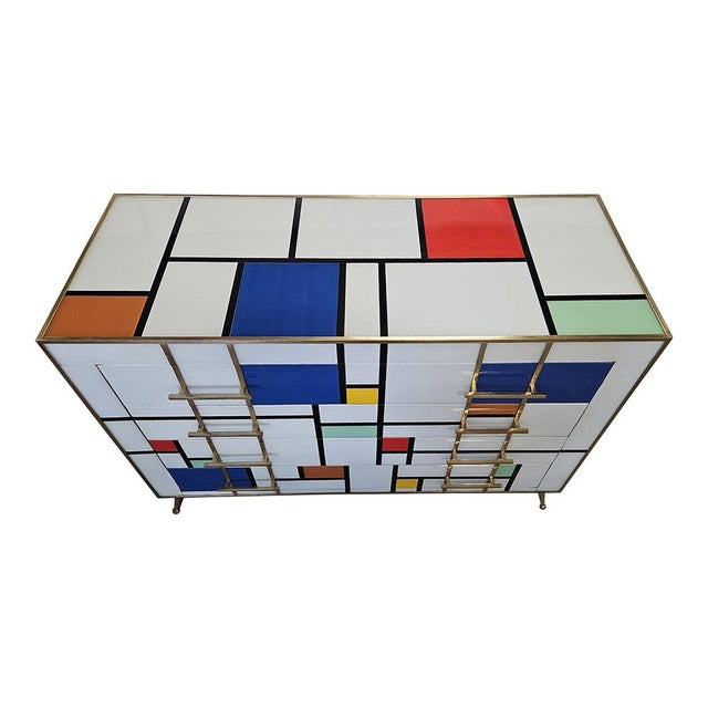 Mondrian Style Four-Drawer Dresser in Murano Glass, 1980s For Sale - Image 6 of 7
