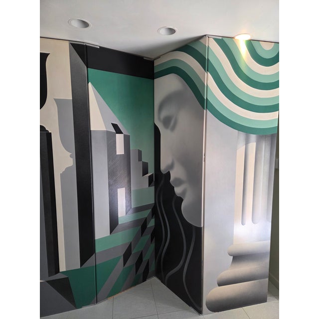 Measurements ( L x W x H) 110.25 x .25 x 93.25 flat across. Amazing monumental room divider. This item was a custom...