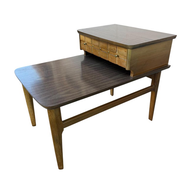 Mersman Mersman Mid 20th Century Modern Walnut and Laminate Set Up Side Table For Sale - Image 4 of 18