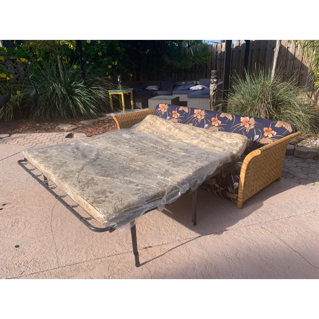 Vintage Coastal Wicker Rattan Sleeper Sofa Chairish