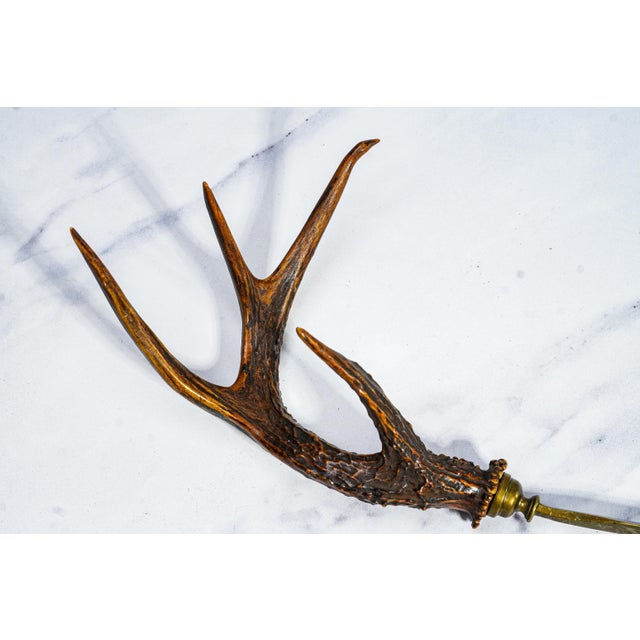 Impressive Large Antler Brass Desk Letter Opener Rustic Home Office Decor For Sale In New York - Image 6 of 12