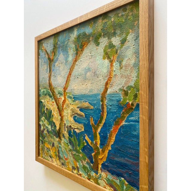 Vintage Mid Twentieth Century Postimpressionist " Stupiste, Komiza " Framed Original Adriatic Seascape Impasto Oil Painting For Sale - Image 13 of 18