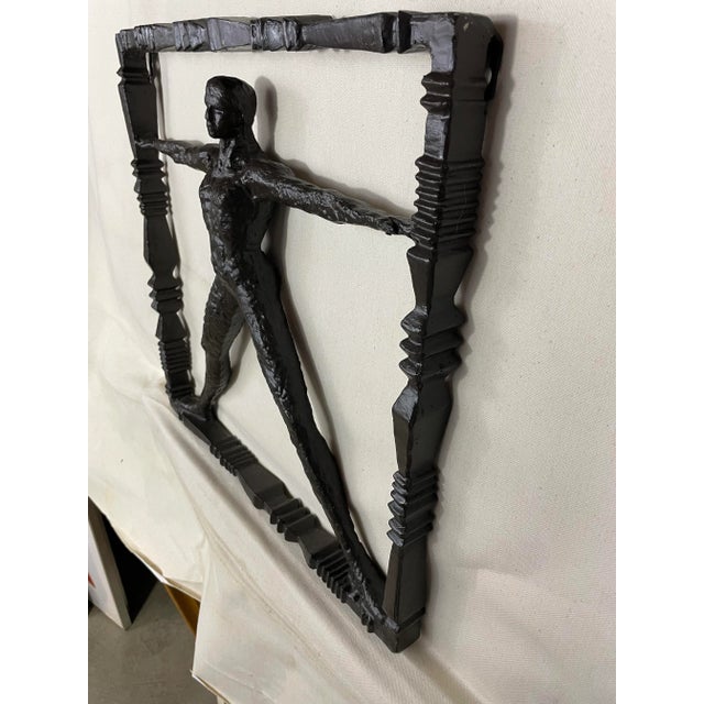 2000s Triptych Iron Wall Sculptures, After Alberto Giacometti - Set of 3 For Sale In Los Angeles - Image 6 of 11