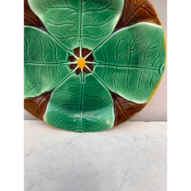 Victorian 19th Century Majolica Water Lily Plate Joseph Holcroft For Sale - Image 3 of 5