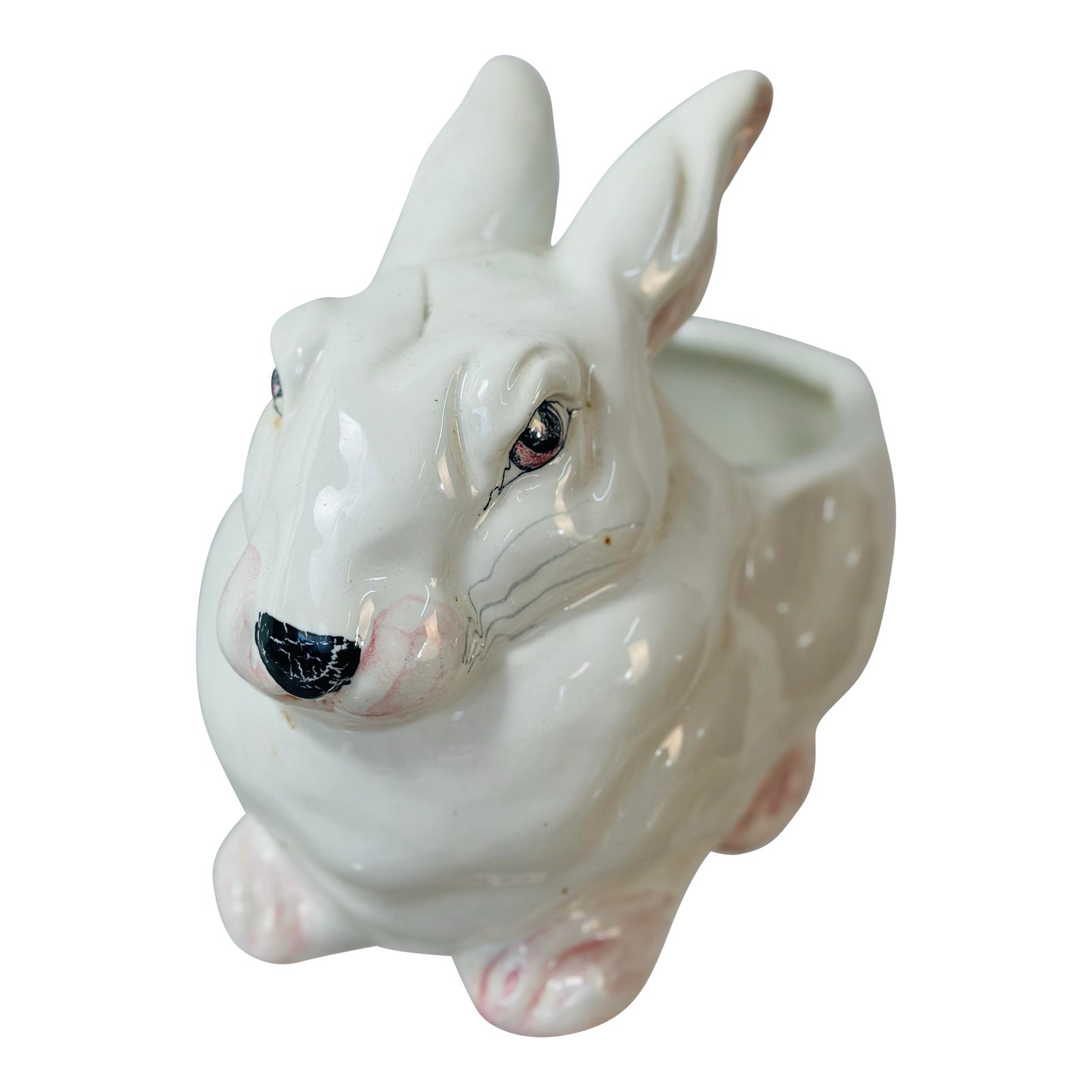 Vintage Ceramic Bunny Planter | Chairish