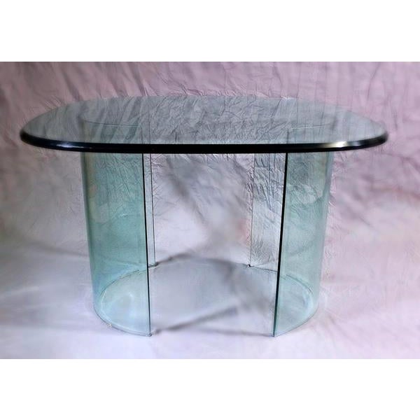 Large MidCentury Modern Curved Beveled Glass Table Chairish
