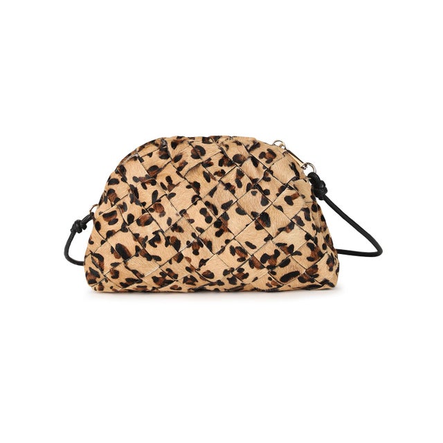 Aya Handwoven Frame Clutch in Leopard Print For Sale - Image 4 of 7