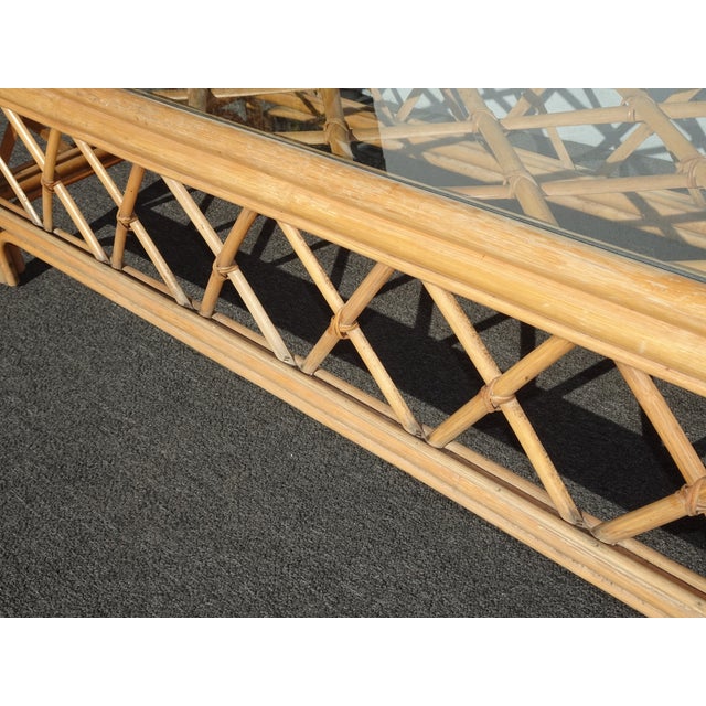 Vintage Coastal Bamboo Coffee Table W Leather Straps ~ Boho Chic For Sale - Image 12 of 12
