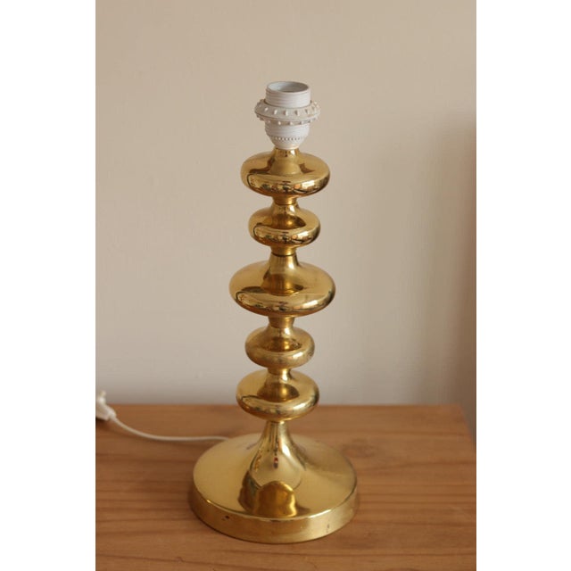 Metal Swedish Brass Bobbin Table Lamp, Set of 2 For Sale - Image 7 of 18