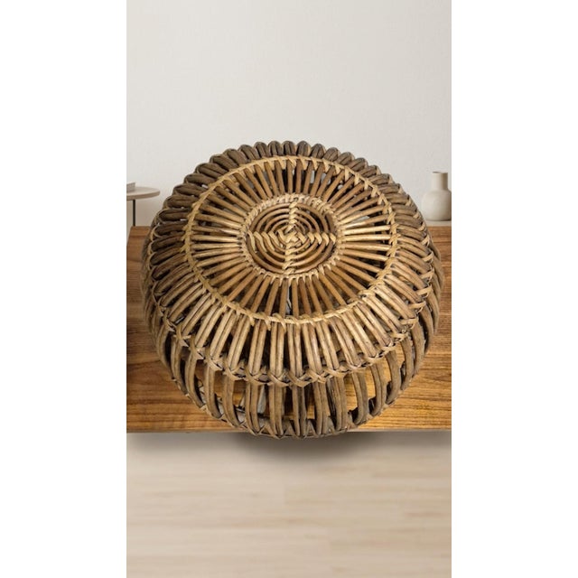 Mid-Century Woven Rattan Stool by Franco Albini, Italy, 1950s For Sale - Image 3 of 10