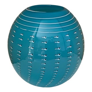 1960s Pizzichillo & Gordon Round Glass Vase Coral Sea Urchin Series, Signed For Sale