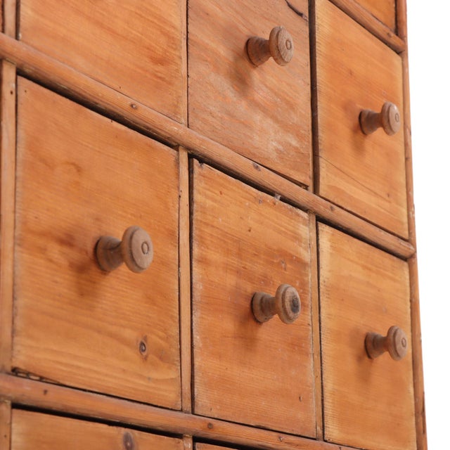 Industrial A Vintage Pine Apothecary Cabinet, Late 19th C., Belgium. For Sale - Image 3 of 7
